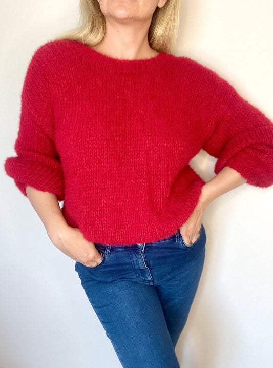 Handmade Red Sweater Mohair