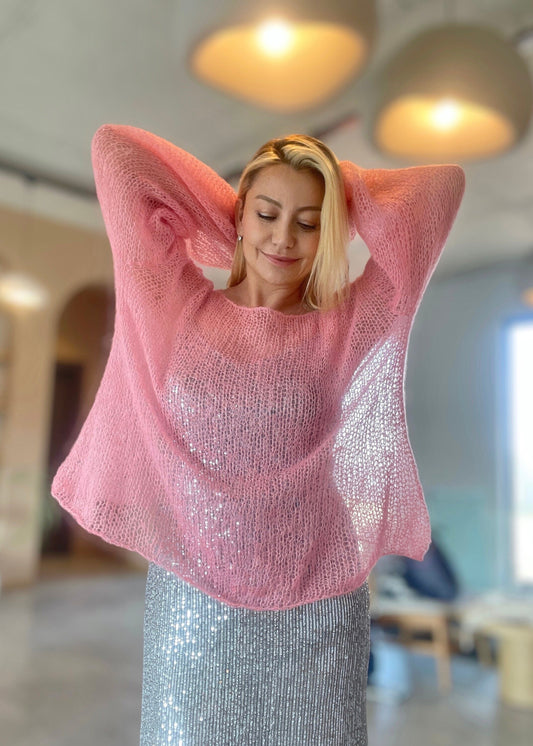 Handmade Mesh Sweater Pink